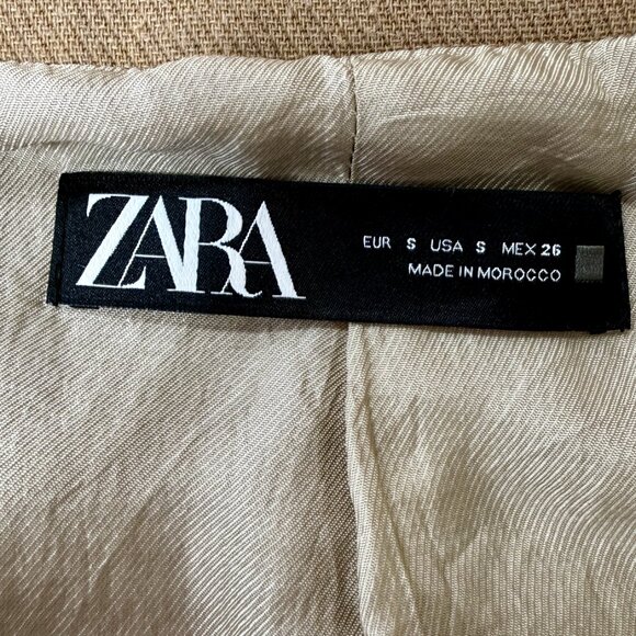 Zara Tan Cropped Wool-Blend Jacket | Minimalist Neutral Short Coat | Size S - Picture 10 of 10